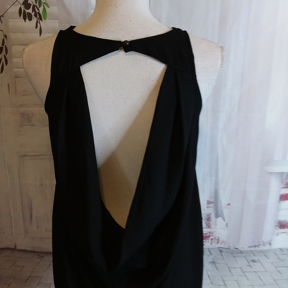 Decree sleeveless black chiffon low open draped back blouse size XS - Picture 4 of 5